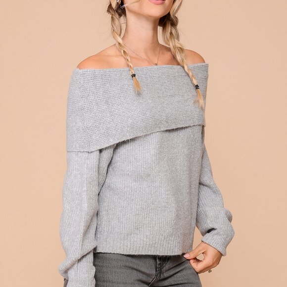 Off Shoulder Long Sleeve Sweater - Picture 2 of 2